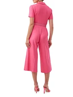 Jannise Belted Stretch Wide-Leg Crop Jumpsuit