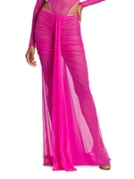 Mesh Draped Maxi Skirt