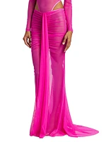 Mesh Draped Maxi Skirt