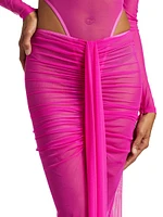 Mesh Draped Maxi Skirt