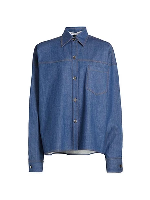 Oversized Denim Button-Front Shirt