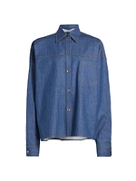 Oversized Denim Button-Front Shirt