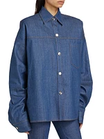 Oversized Denim Button-Front Shirt