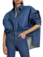 Oversized Denim Button-Front Shirt