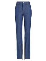 Zipper-Detail Tapered Denim Pants