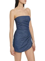 Denim Strapless Draped Minidress