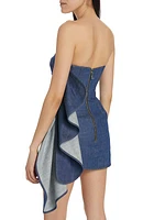 Denim Strapless Draped Minidress