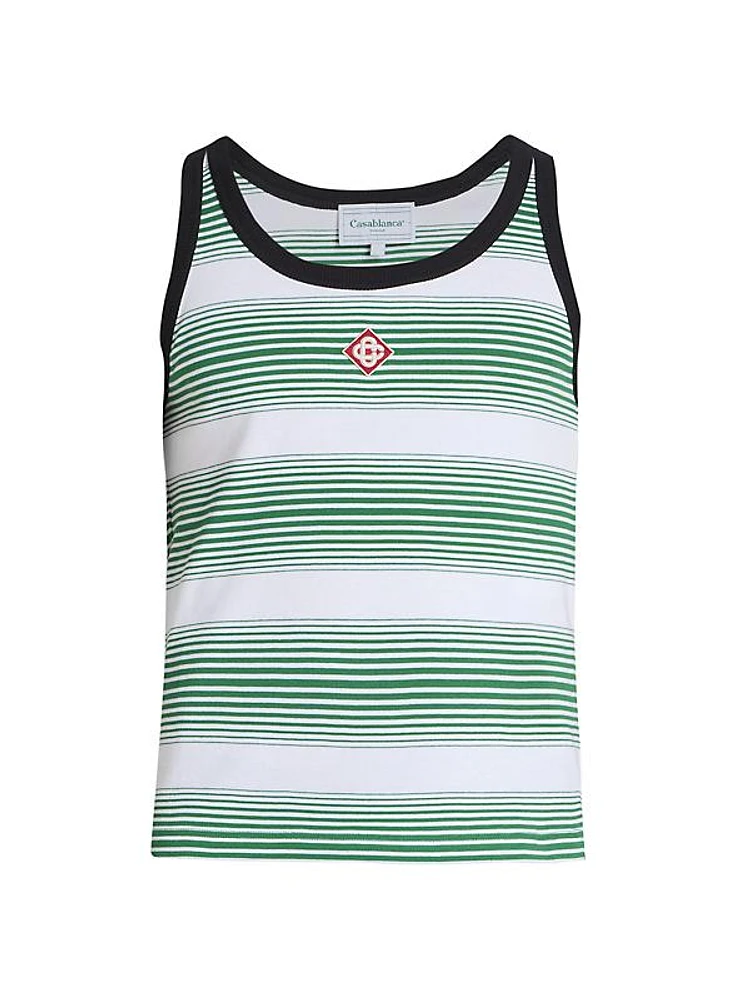 Logo Stripe Ringer Tank Top