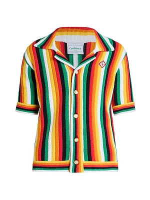 Striped Towelling Camp Shirt