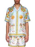 Stained Glass Print Silk Shirt