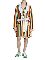 Striped Towelling Tie-Waist Robe