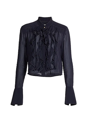 Patti Ruched Cotton & Silk Blouse