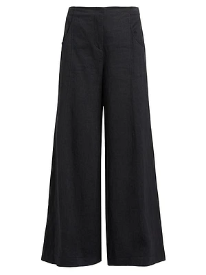 Demie Linen-Blend Wide-Leg Pants