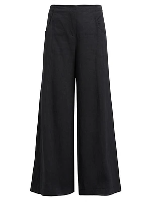 Demie Linen-Blend Wide-Leg Pants