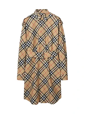 Heritage Checked Cotton Belted Midi-Shirtdress