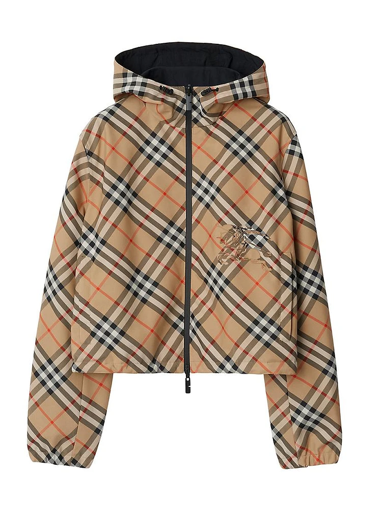 Check Drawcord Short Jacket