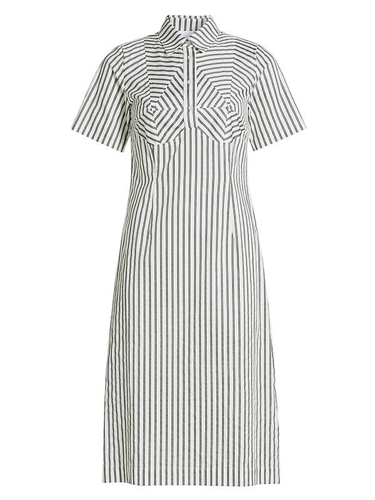 Striped Cutline Midi-Dress