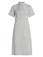 Striped Cutline Midi-Dress