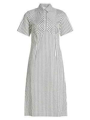 Striped Cutline Midi-Dress