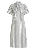 Striped Cutline Midi-Dress