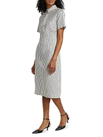 Striped Cutline Midi-Dress