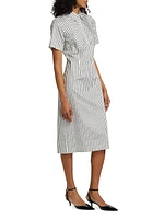 Striped Cutline Midi-Dress