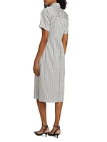 Striped Cutline Midi-Dress