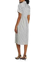 Striped Cutline Midi-Dress