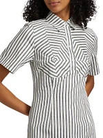 Striped Cutline Midi-Dress