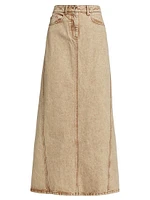 Washed Denim Maxi Skirt