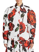 Rose-Print Cotton Shirt