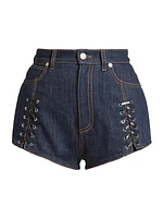 Lace-Up Denim Shorts