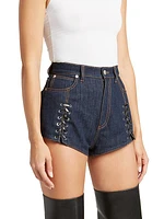 Lace-Up Denim Shorts