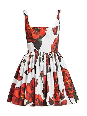 Rose-Print Cotton Minidress