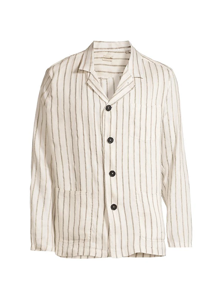 Florida Striped Silk-Blend Shirt Jacket