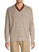 Jeff Linen & Wool-Blend V-Neck Sweater