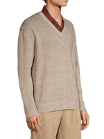 Jeff Linen & Wool-Blend V-Neck Sweater