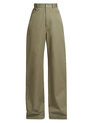 Wide-Leg Cotton-Blend Trousers