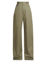 Wide-Leg Cotton-Blend Trousers