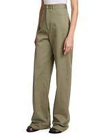 Wide-Leg Cotton-Blend Trousers