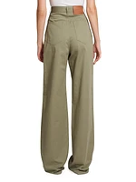 Wide-Leg Cotton-Blend Trousers