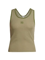 Embroidered Logo Silk-Blend Tank Top