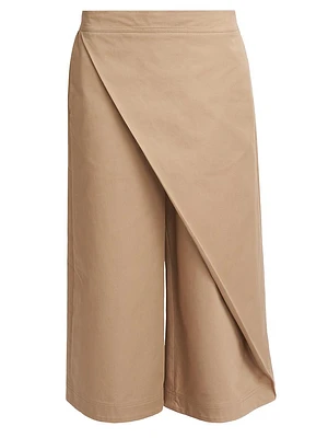 Wide-Leg Cotton Wrap Pants