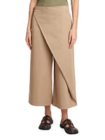 Wide-Leg Cotton Wrap Pants