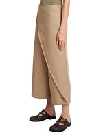 Wide-Leg Cotton Wrap Pants