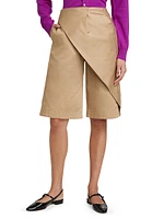 Pin-Front Cotton Skirted Shorts