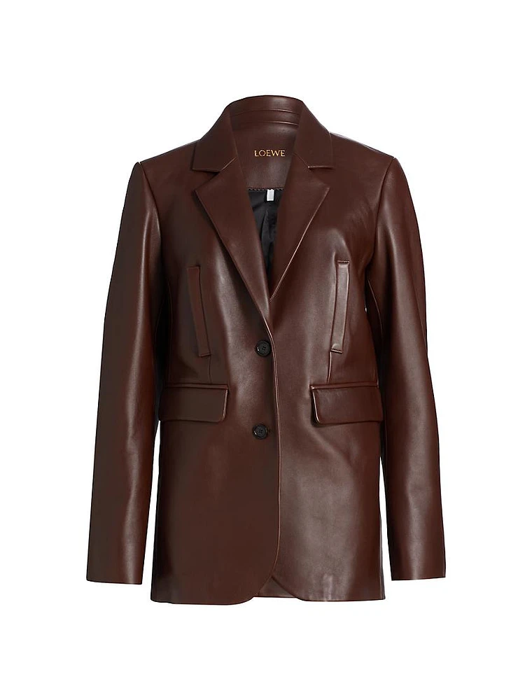 Tailored Leather Two-Button Jacket