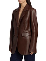 Tailored Leather Two-Button Jacket