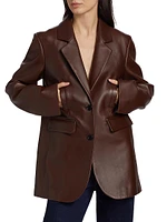 Tailored Leather Two-Button Jacket