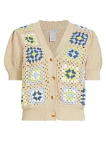 Crochet Geometric Short-Sleeve Cardigan